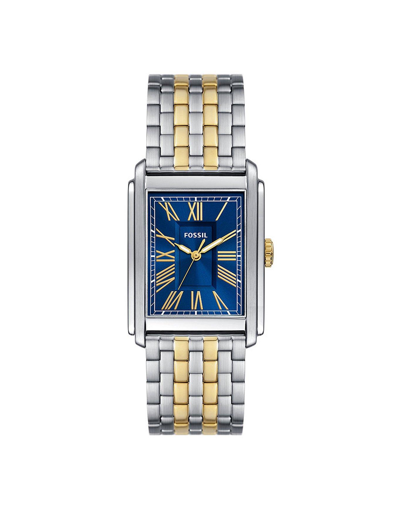 Product photograph of Fossil Carraway Three-hand Two-tone Stainless Steel Watch from very.co.uk