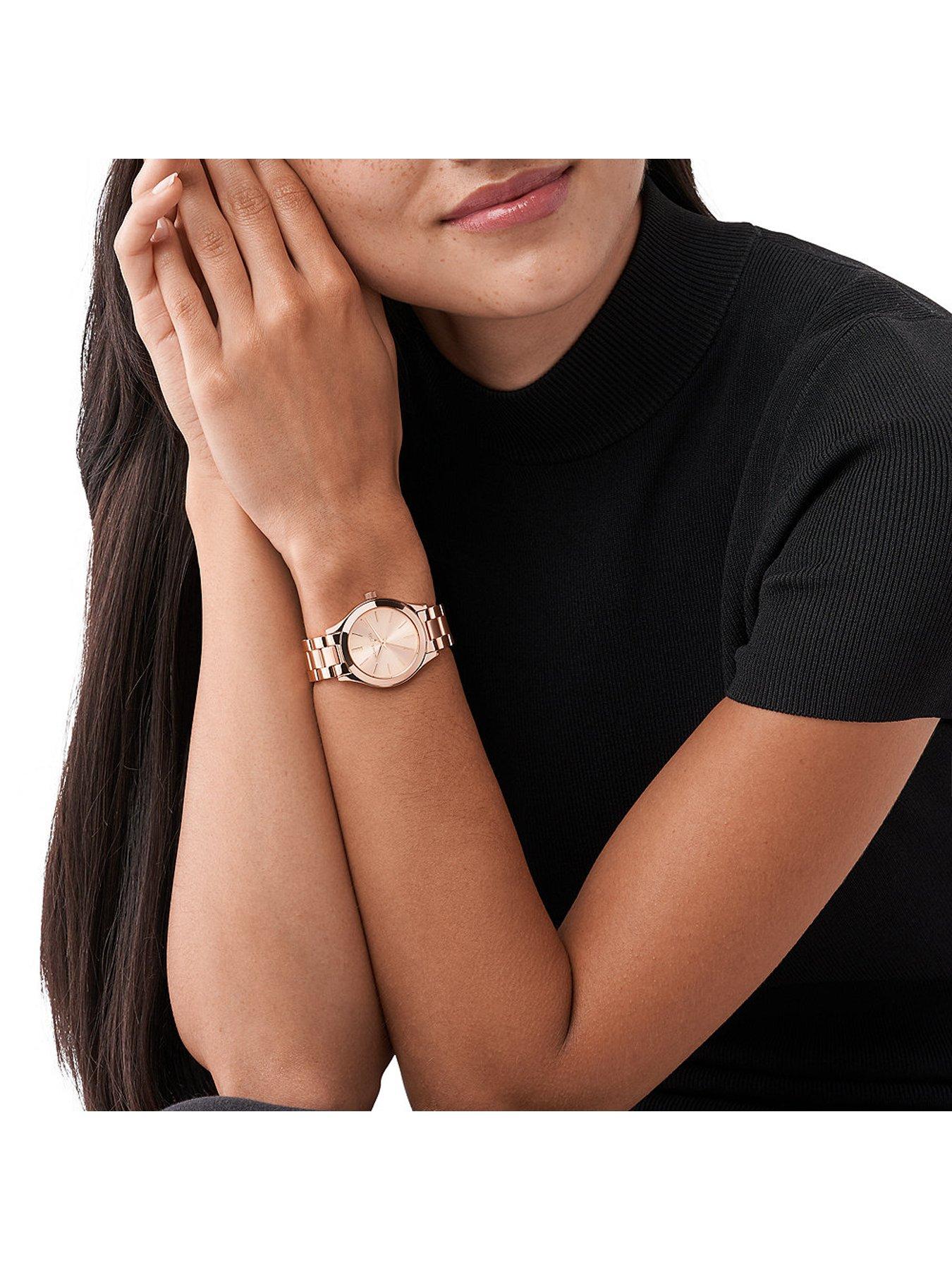 Slim Rose Gold Tone Runway Watch