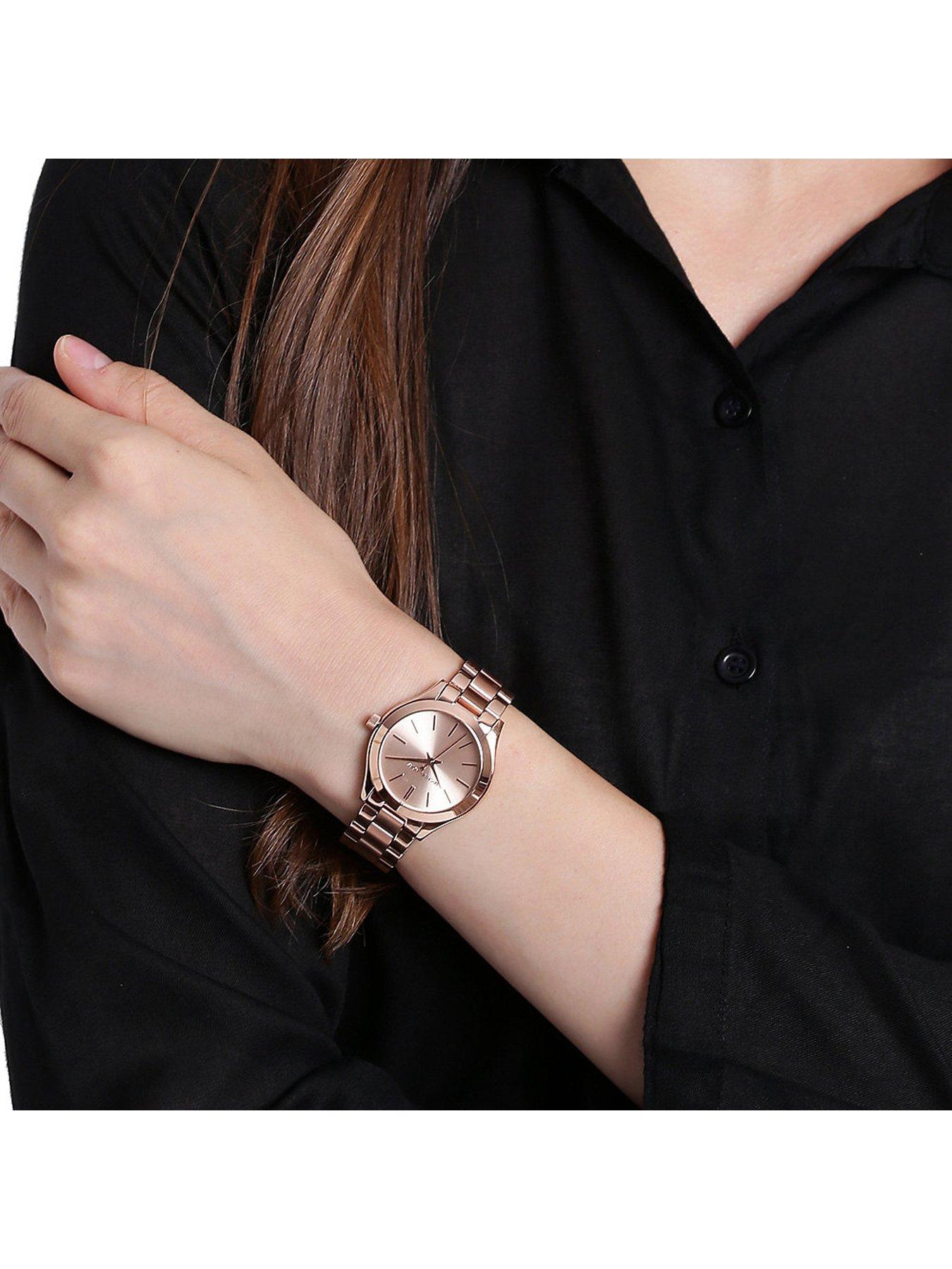 Slim Rose Gold Tone Runway Watch