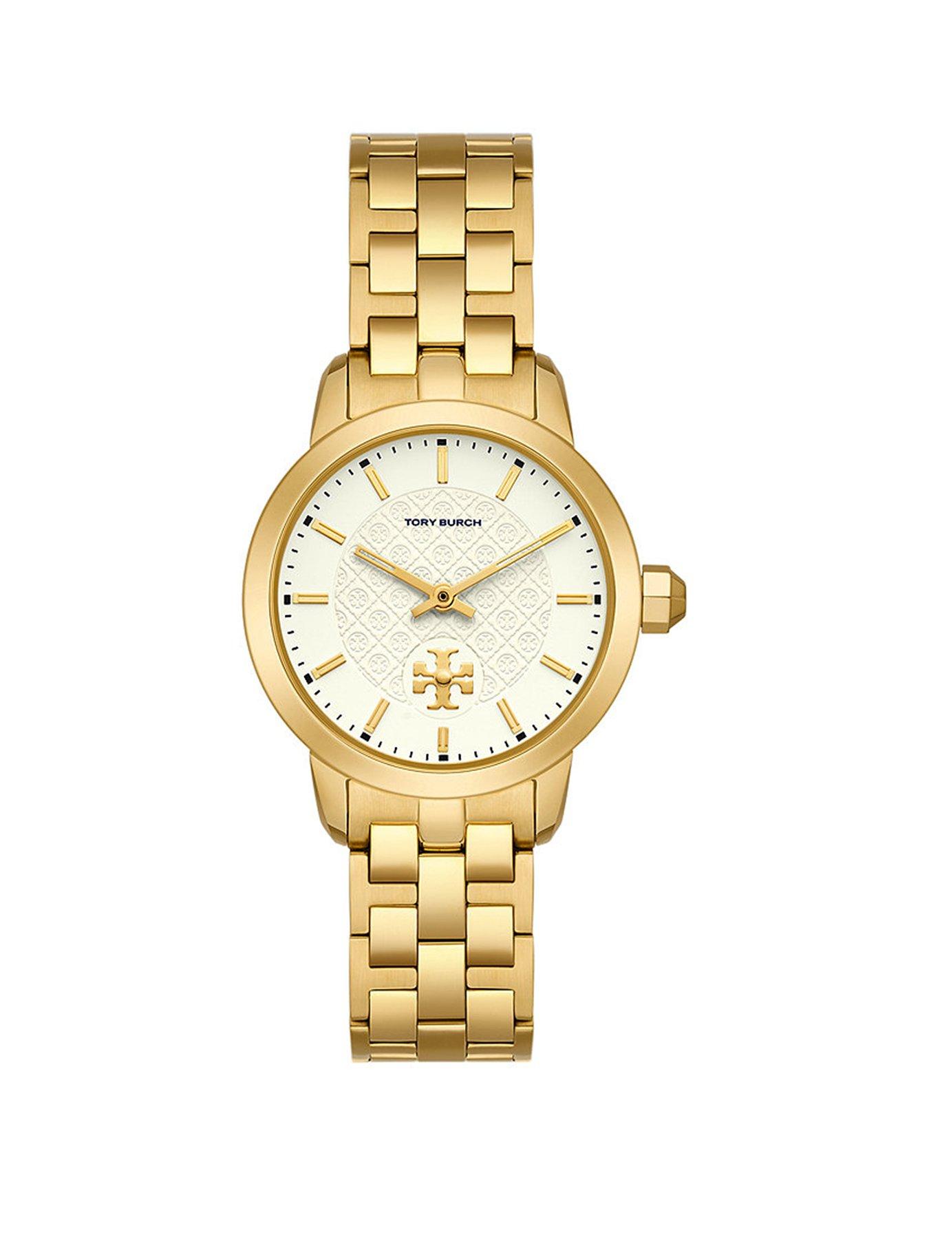 Product photograph of Tory Burch The Tory Ivory Dial Watch from very.co.uk