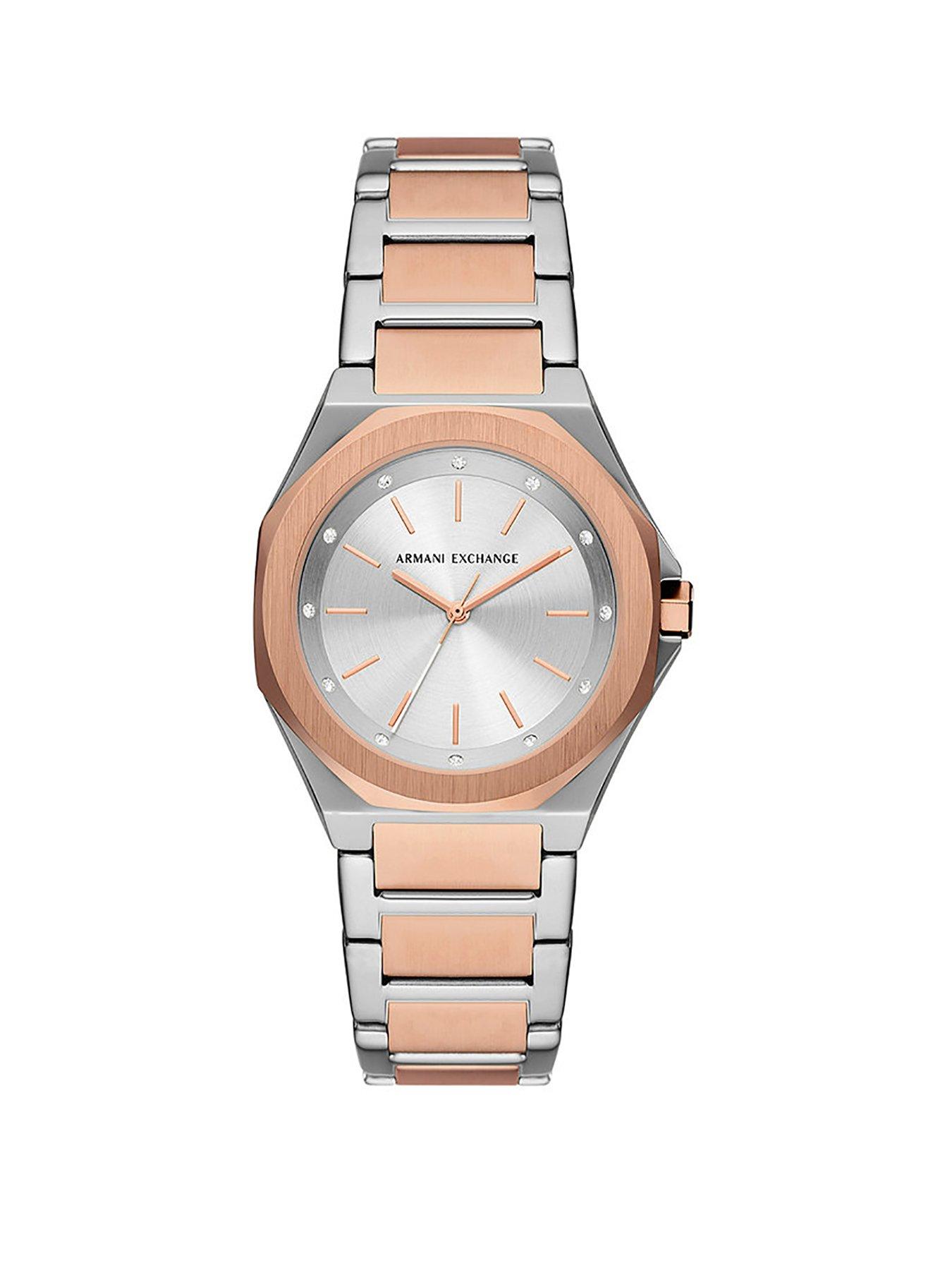 Armani exchange rose discount gold ladies watch