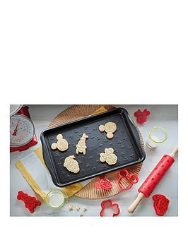 Product photograph of Prestige Disney Bake With Mickey Mouse Non Stick 10 X 15 Baking Tray Set Of 4 Cookie Cutters And Silicone Rolling Pin from very.co.uk