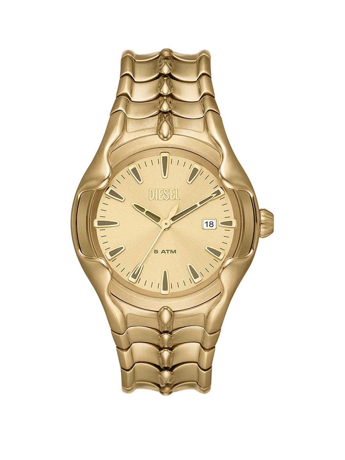 Product photograph of Diesel Vert Mens Gold Stainless Steel Watch from very.co.uk