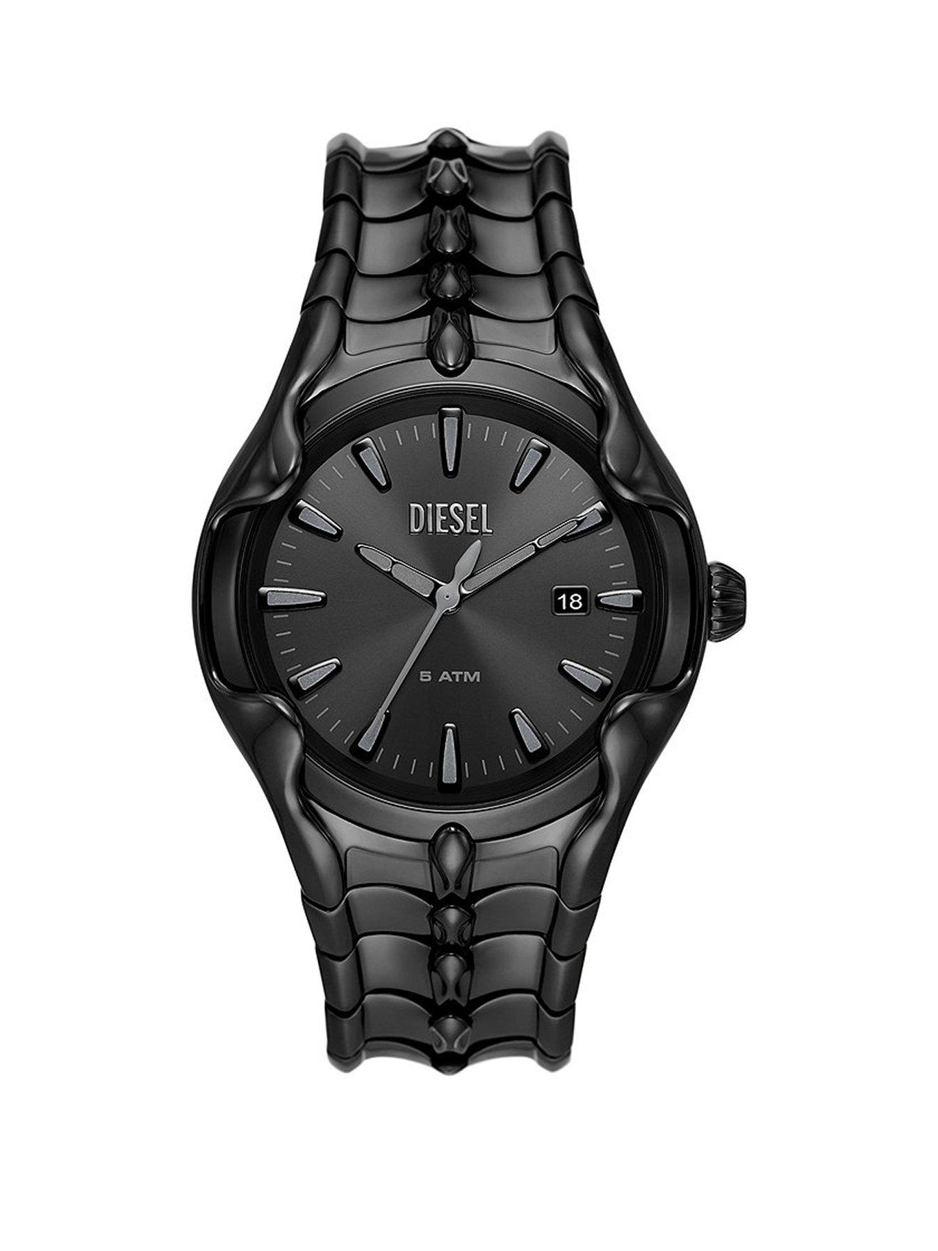 Product photograph of Diesel Vert Mens Black Stainless Steel Watch from very.co.uk