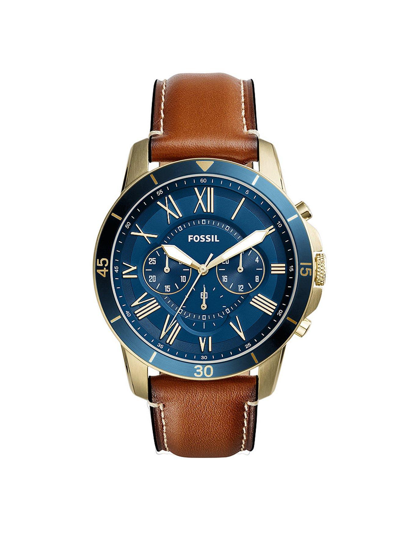 fossil-grant-sport-blue-dial-brown-strap-mens-watch