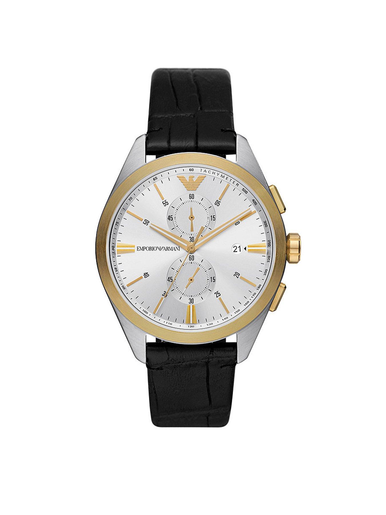 Product photograph of Emporio Armani Mens Stainless Dial Strap Mens Watch from very.co.uk