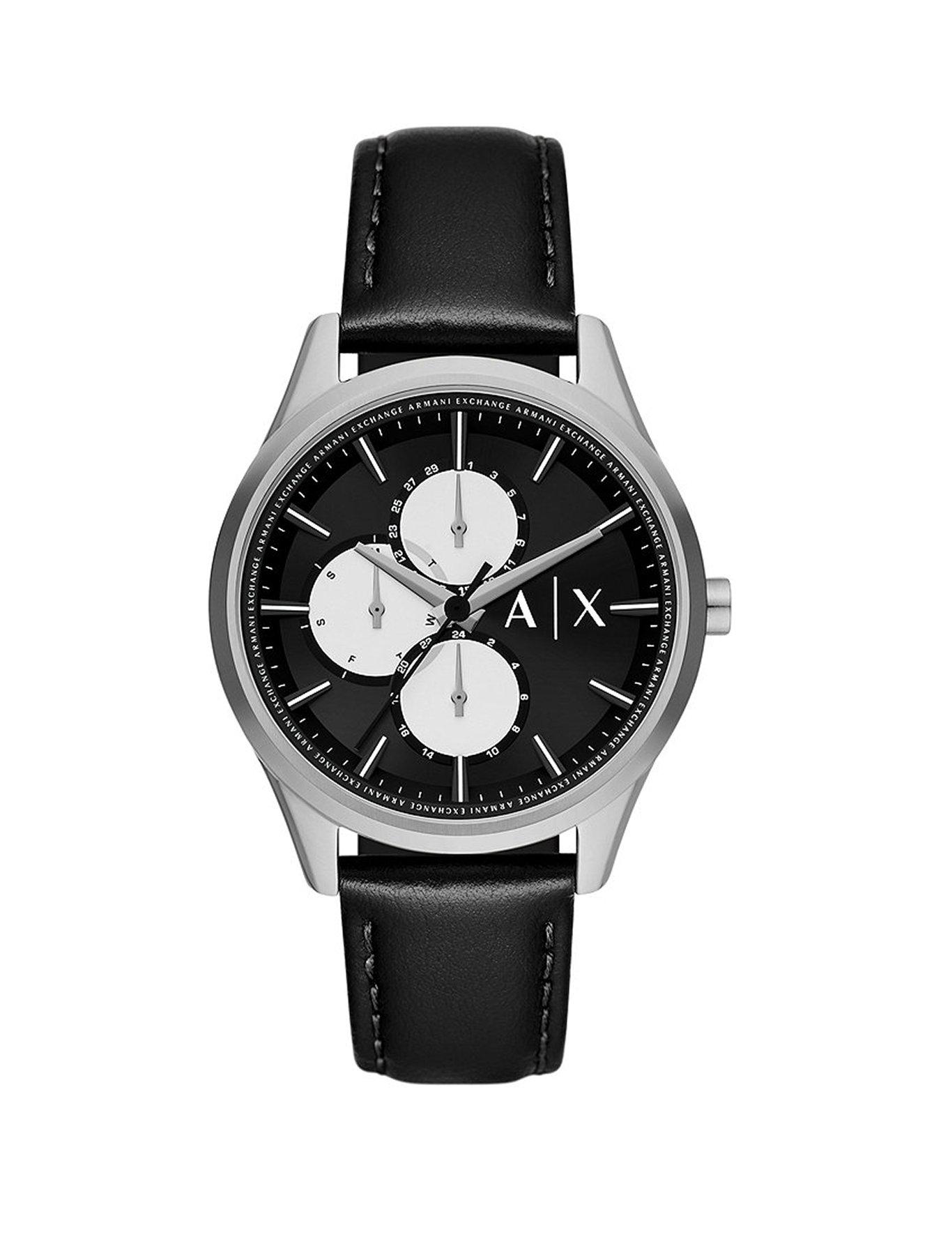 Armani exchange watch men's leather clearance strap