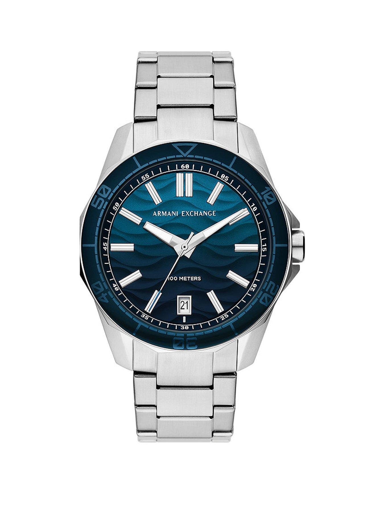 Product photograph of Armani Exchange Spencer Mens Stainless Steel Watch from very.co.uk