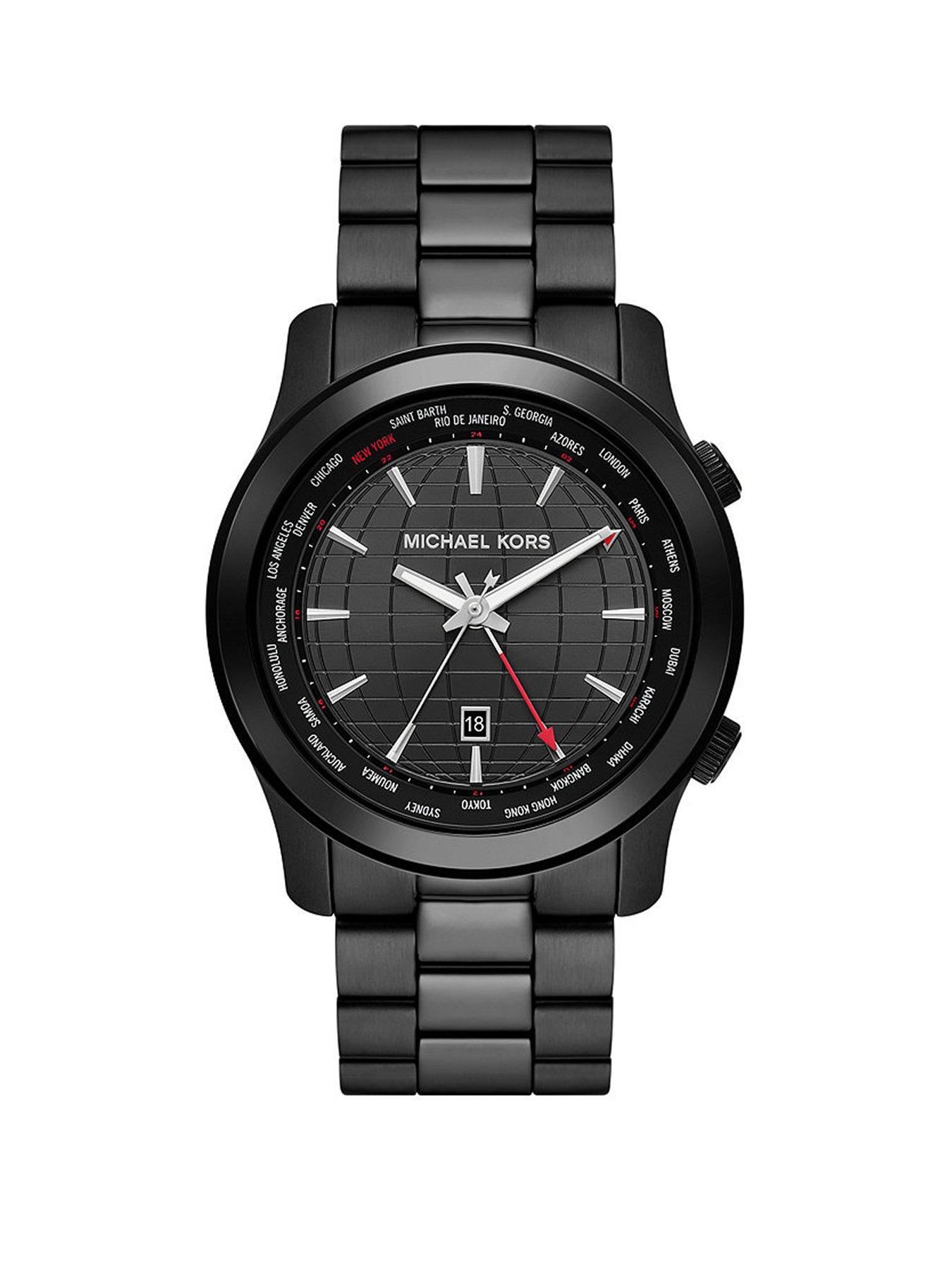 Product photograph of Michael Kors Runway Black Dial Black Ip Bracelet Mens Watch from very.co.uk