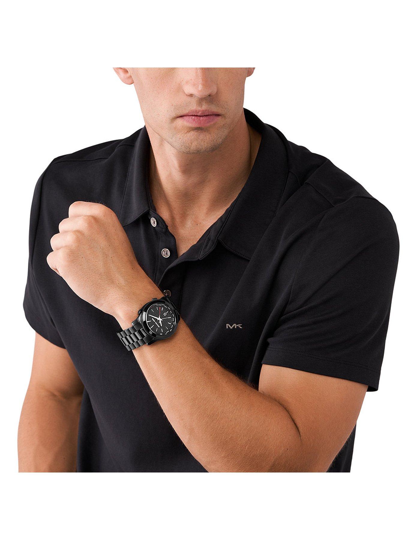 Runway Black Dial Black IP Bracelet Mens Watch