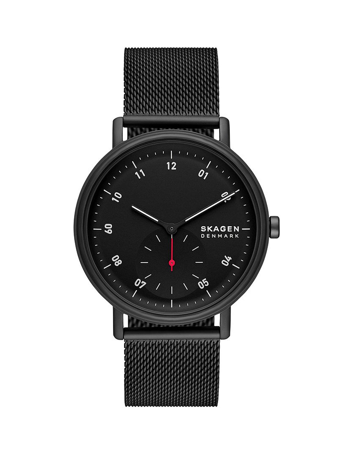 Product photograph of Skagen Mens Kuppel Midnight Mesh Watch from very.co.uk