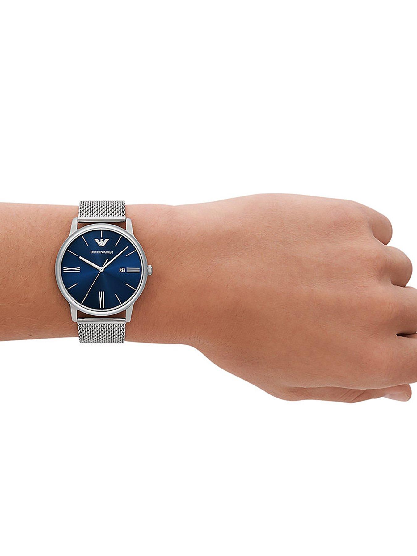 Emporio armani watch 2024 silver and blue