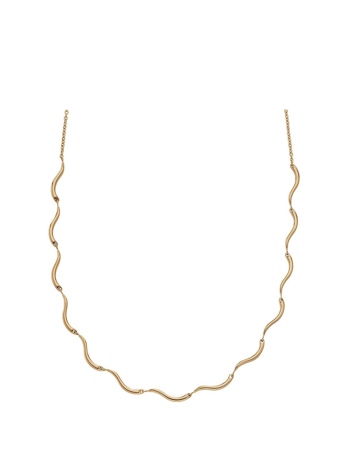 Product photograph of Skagen Agnethe Yellow Gold Tone Necklace from very.co.uk