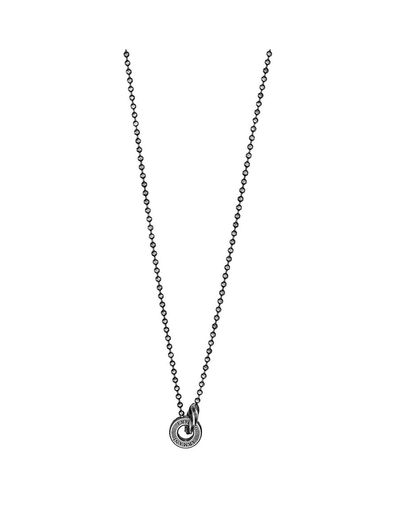 Product photograph of Emporio Armani Men S Stainless Steel Necklace from very.co.uk
