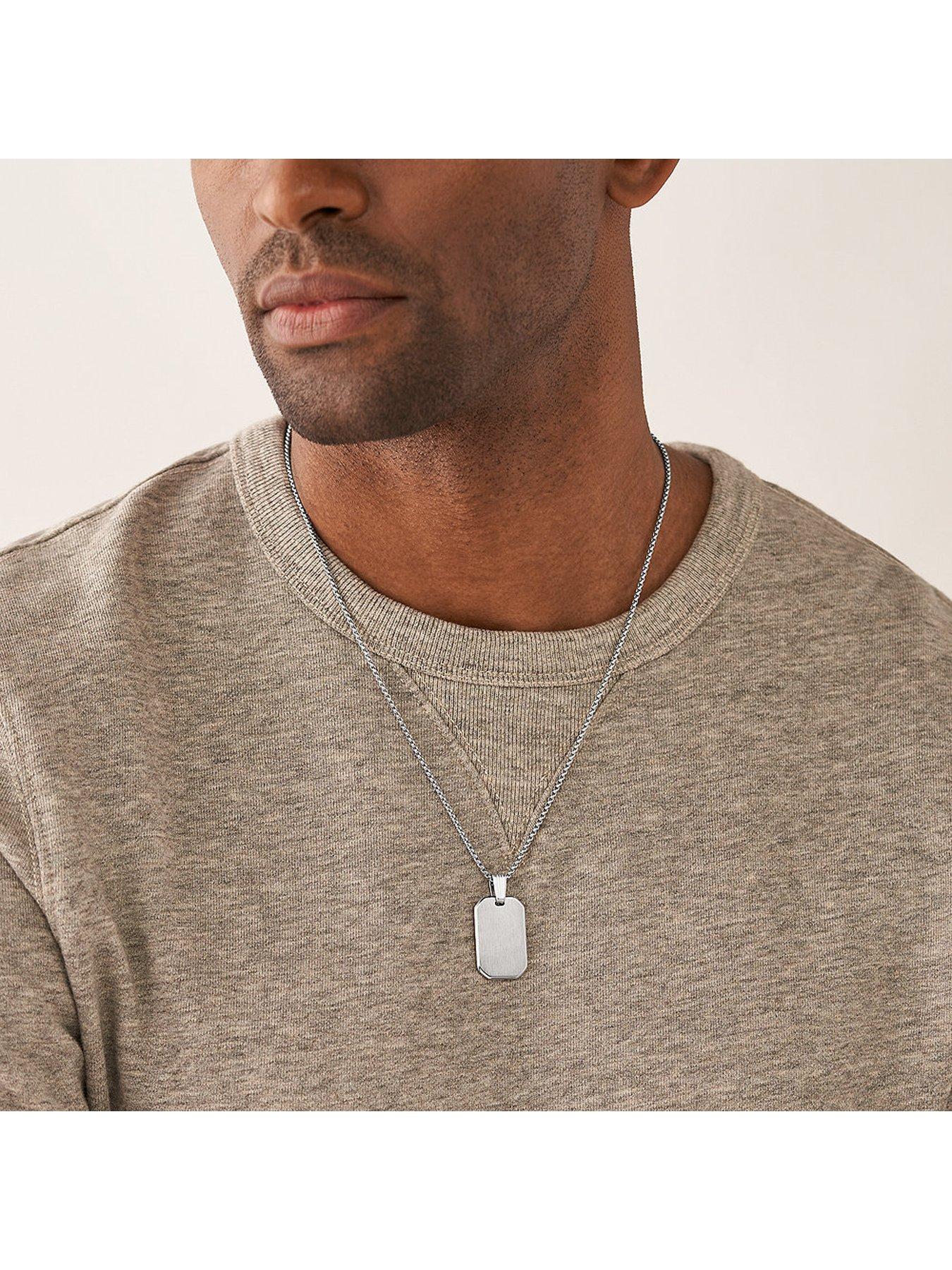 Fossil Mens Stainless Steel Necklace very