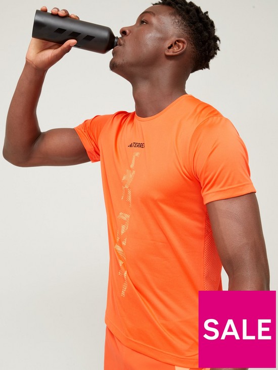 front image of adidas-terrex-mens-agravic-trail-t-shirt-orange