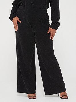 ax paris curve black glitter trousers - black