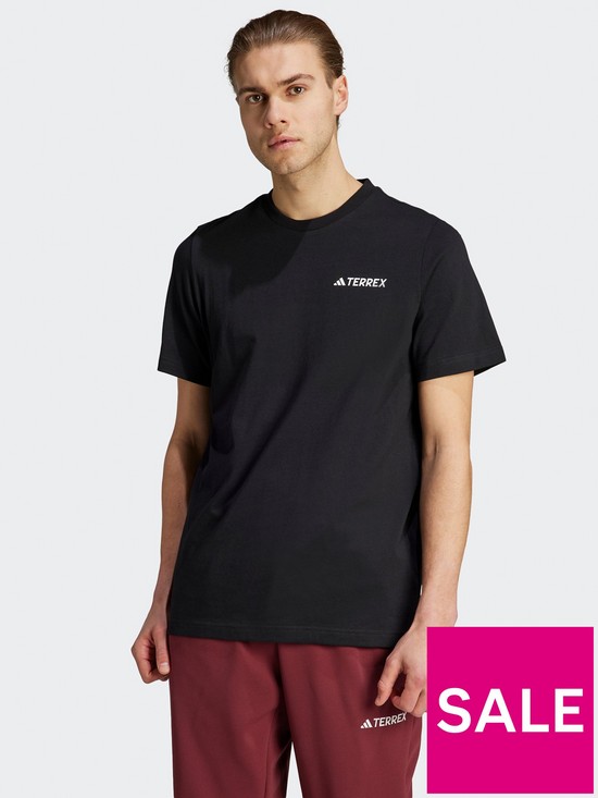 front image of adidas-terrex-mens-left-chest-logo-t-shirt-black