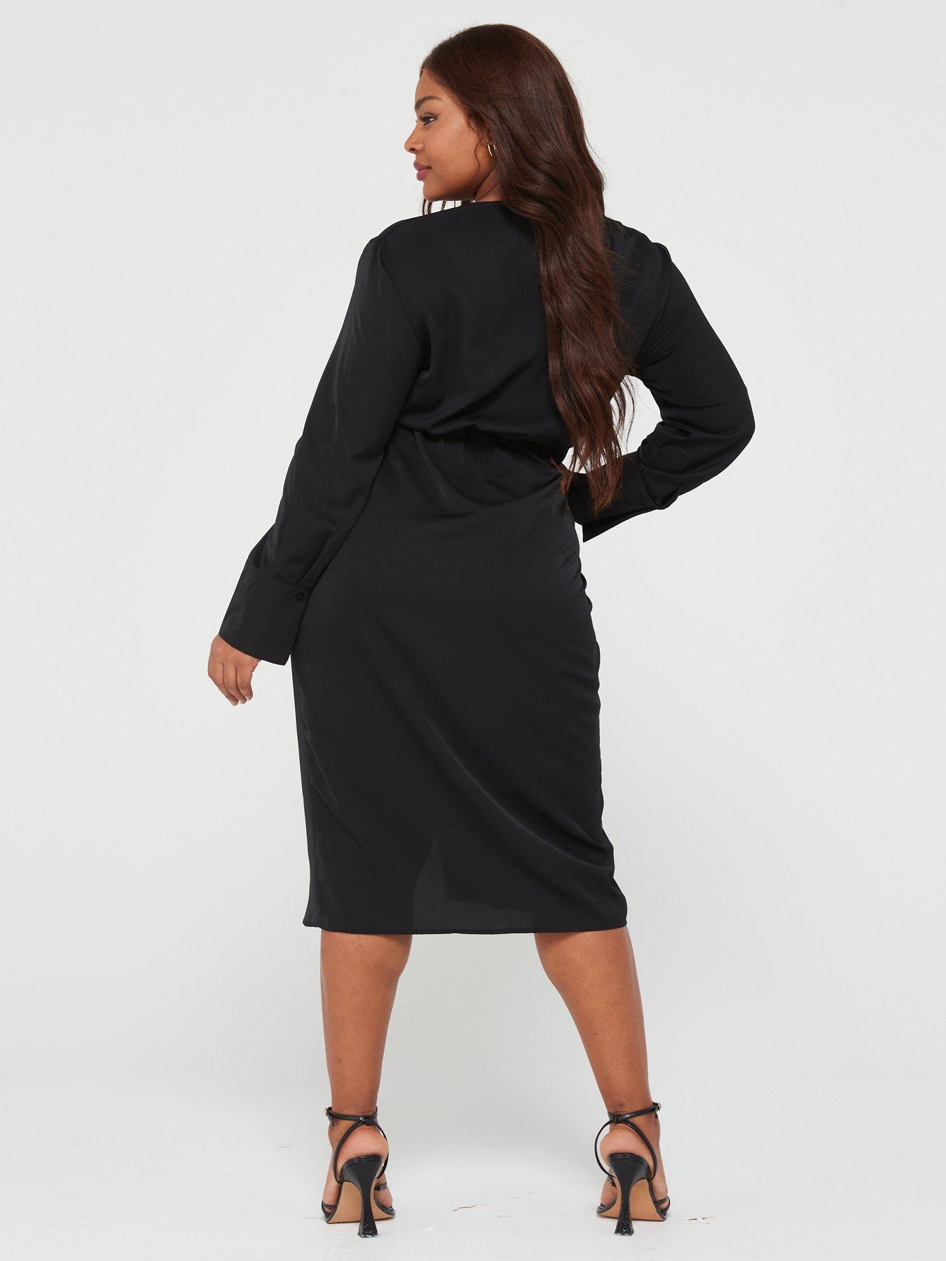 Black wrap dress curve hotsell