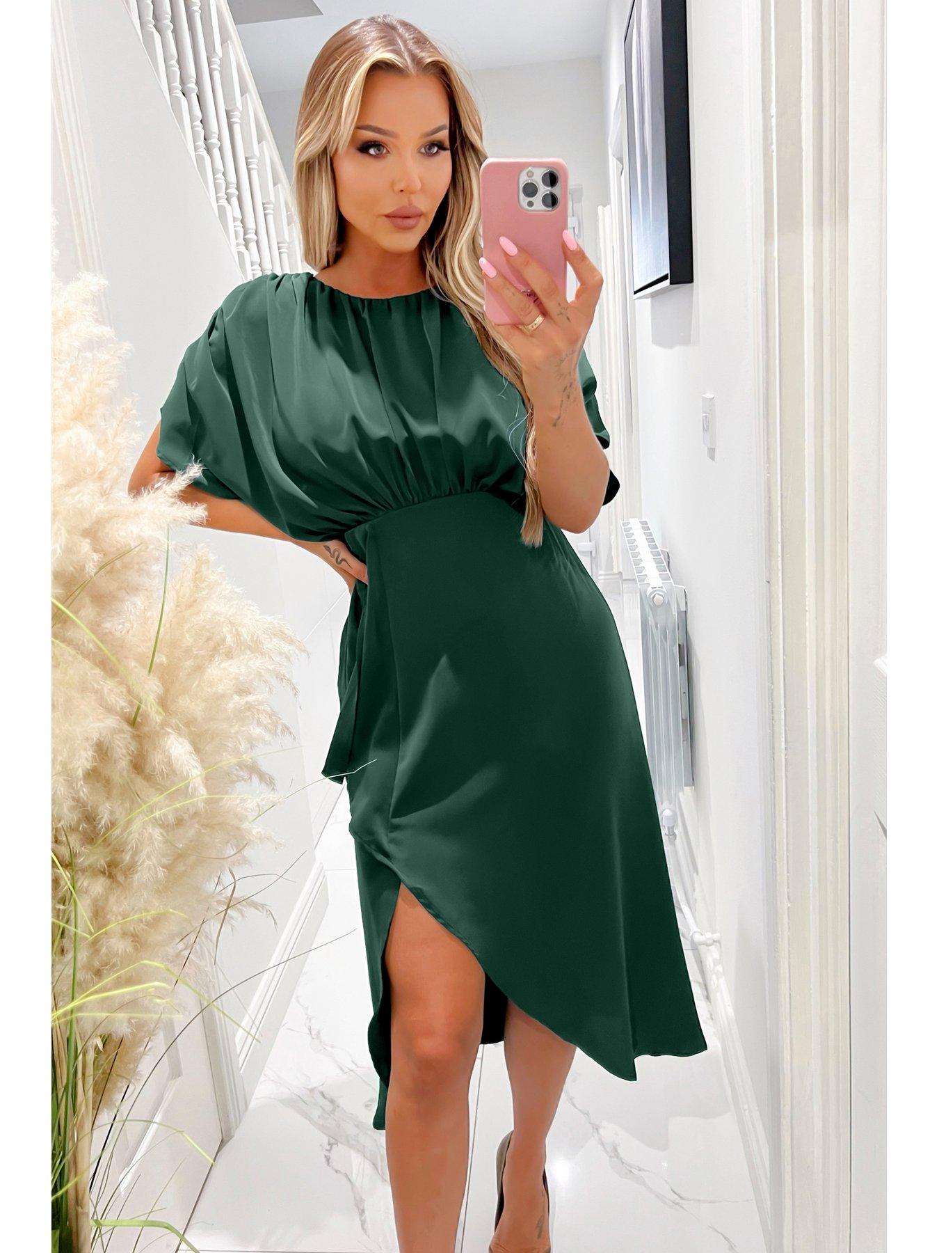 AX Paris Teal Batwing Gathered Top Midi Dress Very