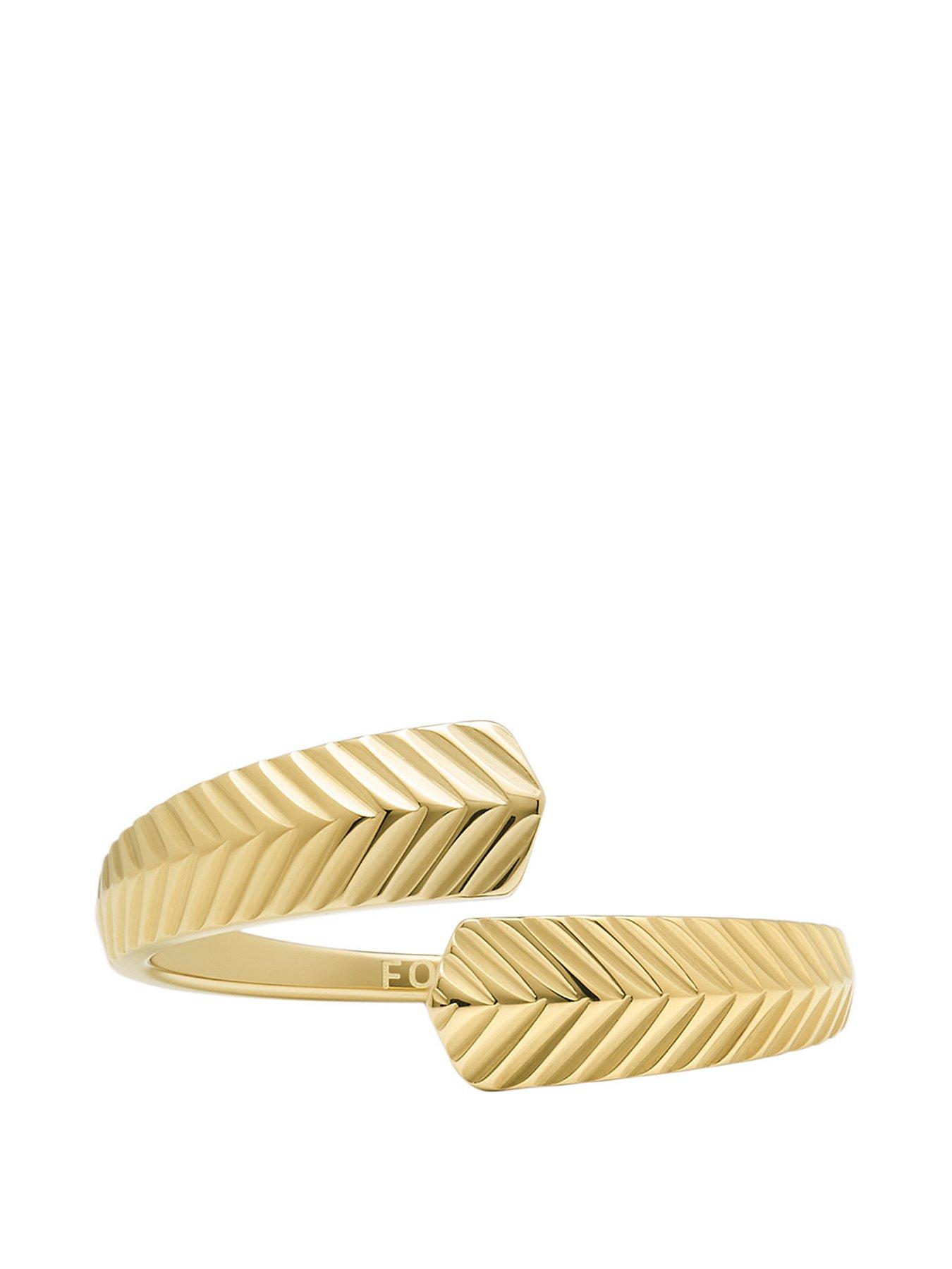 Product photograph of Fossil Harlow Gold Tone Stainless Steel Ring from very.co.uk
