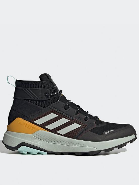 front image of adidas-terrex-mens-trailmaker-mid-gortex-walking-boots-black