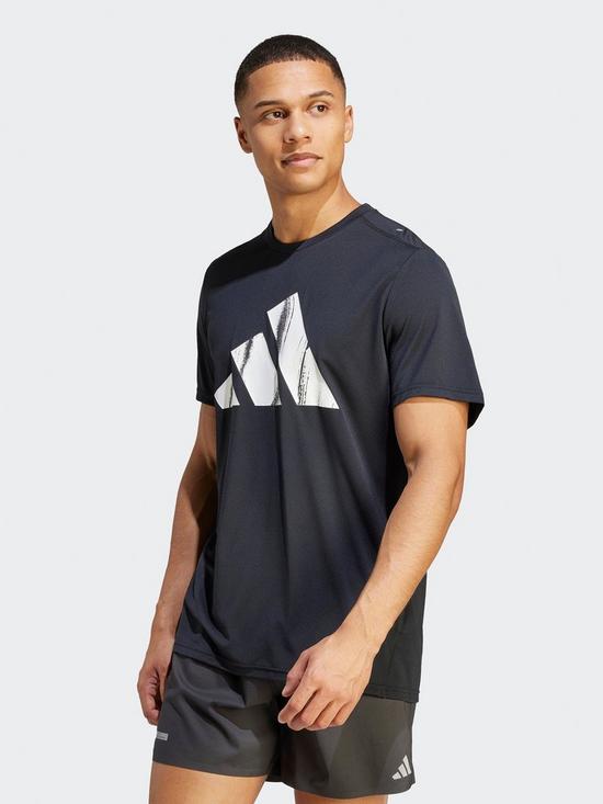 front image of adidas-mens-run-it-performance-running-t-shirt-black