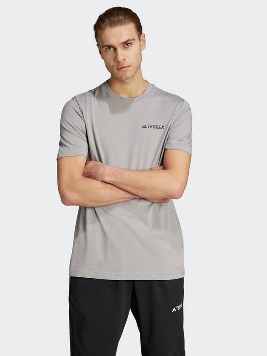 front image of adidas-terrex-mens-left-chest-logo-t-shirt-grey