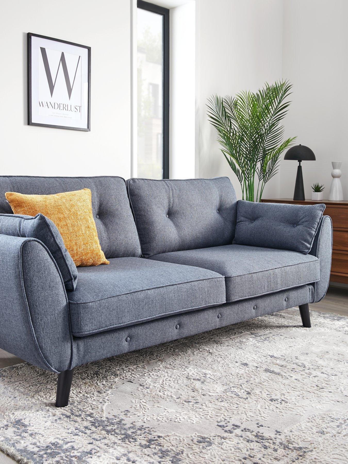 undefined Paulo Fabric 3 Seater Sofa - Midnight - FSC® Certified