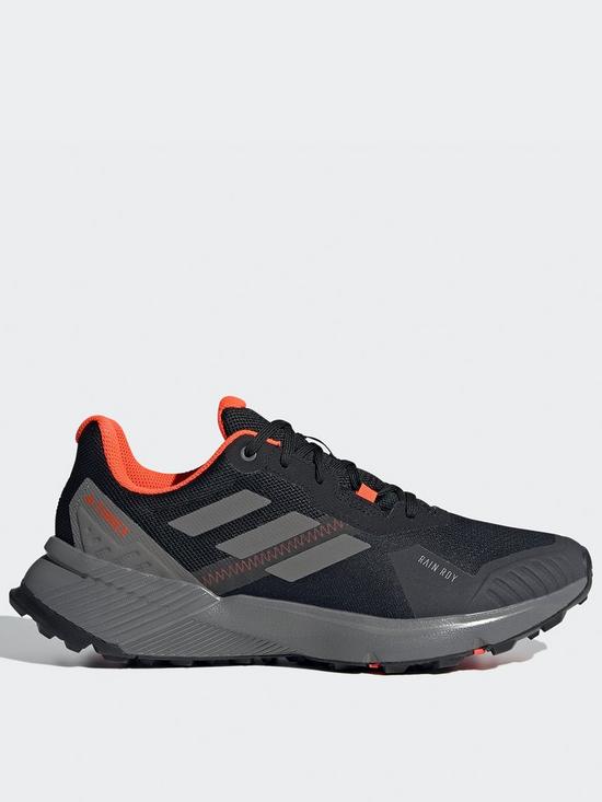 front image of adidas-terrex-mens-soulstride-rain-ready-trail-running-shoes-black