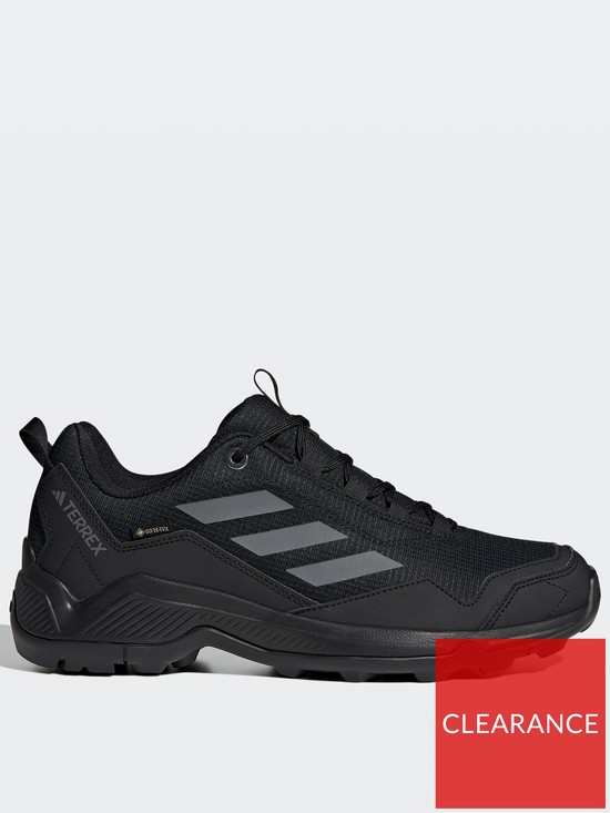 front image of adidas-terrex-mens-eastrail-gortex-walking-shoes-black