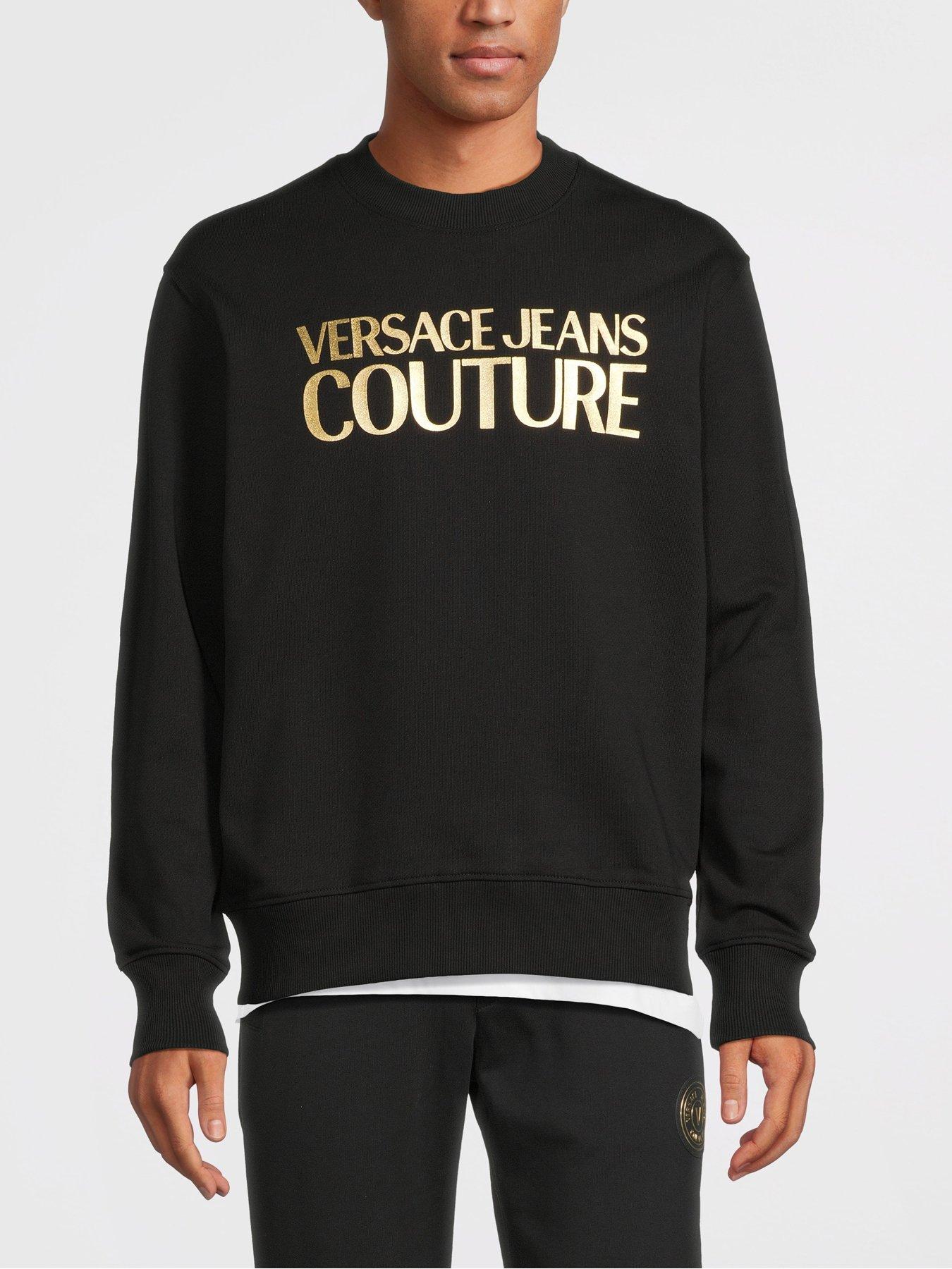 Versace jeans crew 2025 neck logo sweatshirt black