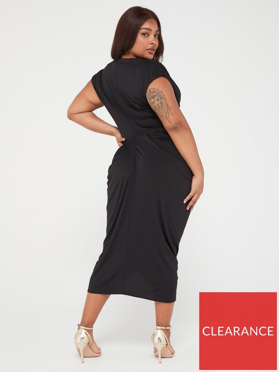 stillFront image of ax-paris-curve-black-wrap-draped-midi-dress-black