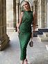  image of ax-paris-green-sequin-ruched-side-midi-dress