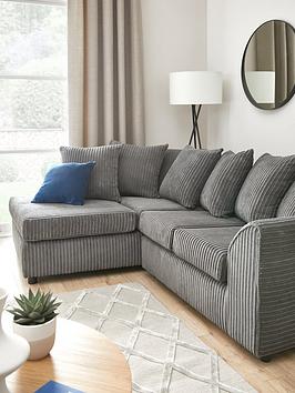 Product photograph of Very Home Leon Jumbo Cord Left Hand Corner Chaise Sofa - Grey from very.co.uk