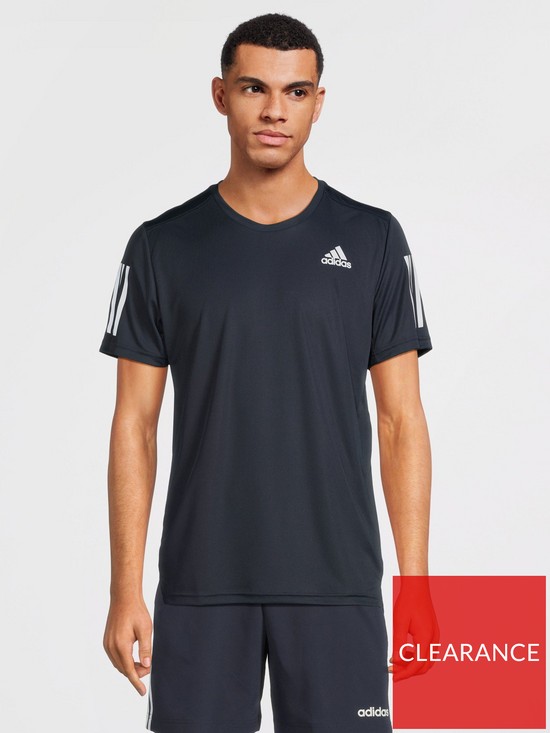 front image of adidas-mens-own-the-run-running-t-shirt-navy
