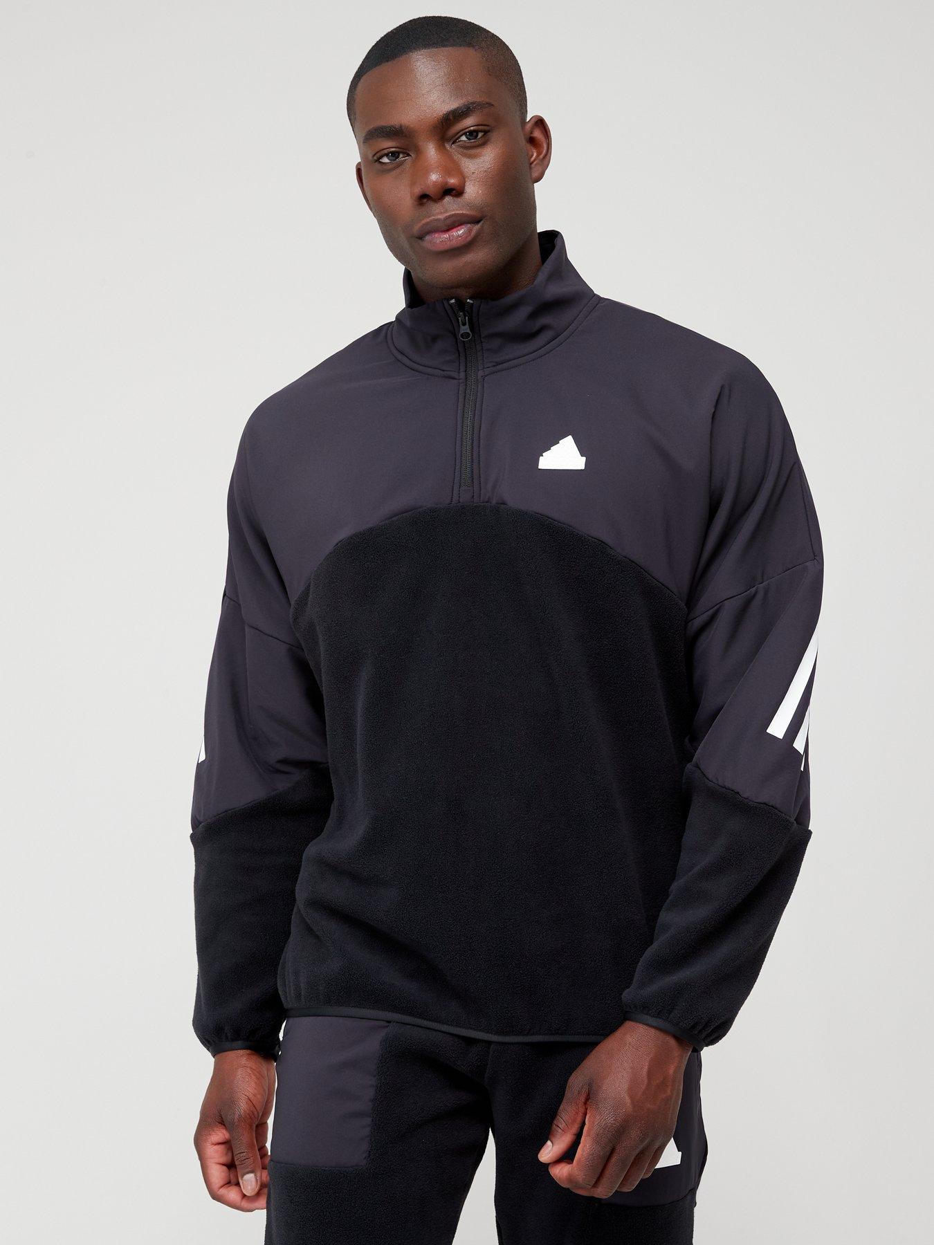 Adidas black half store zip