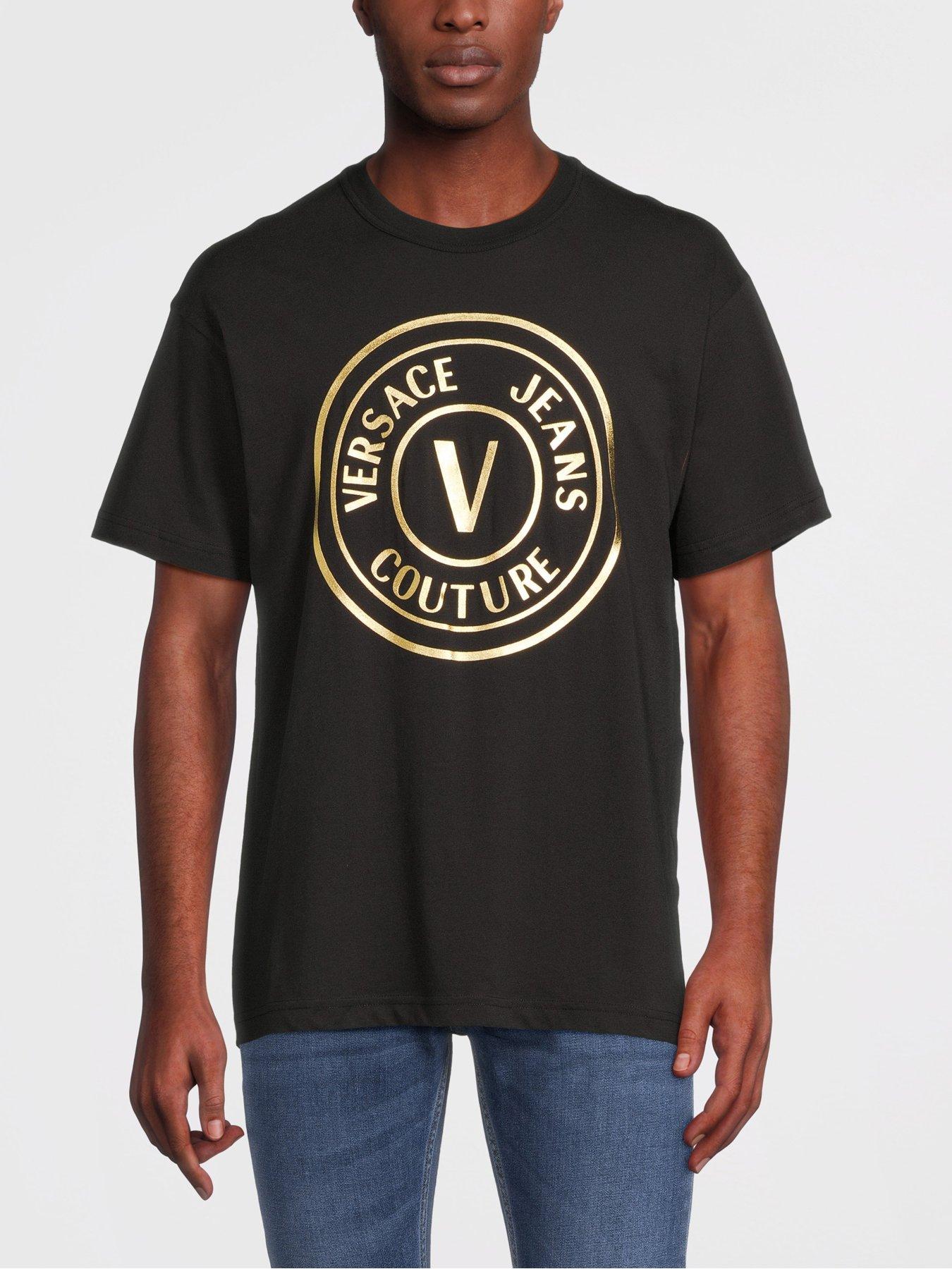 Versace Jeans Couture Large Chest Gold Foil Logo T-shirt - Black