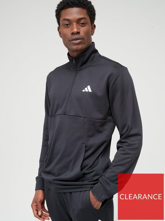 front image of adidas-14-zip-top-blackwhite