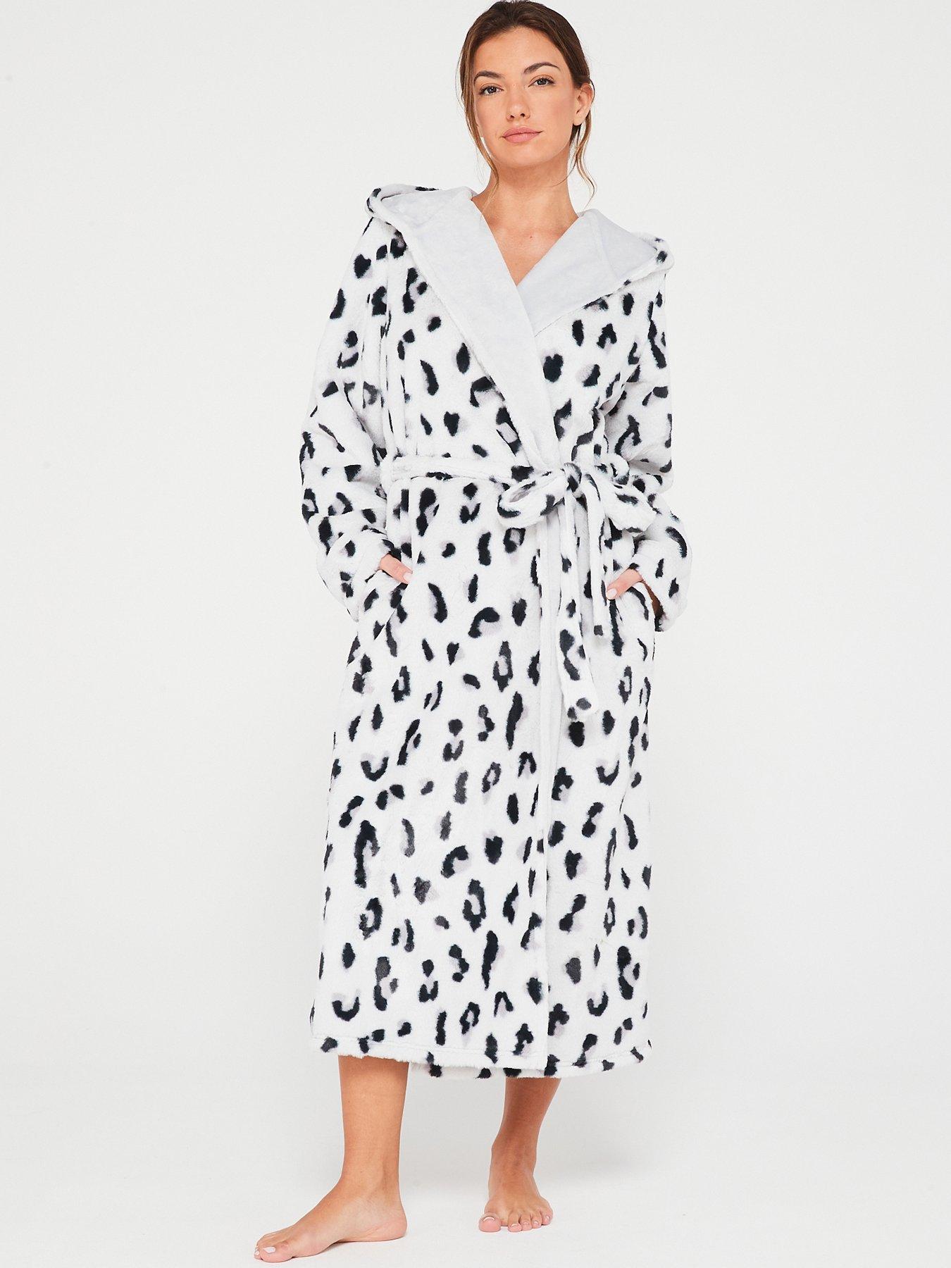 V by Very Long Length Animal Print Hooded Robe Very.co.uk