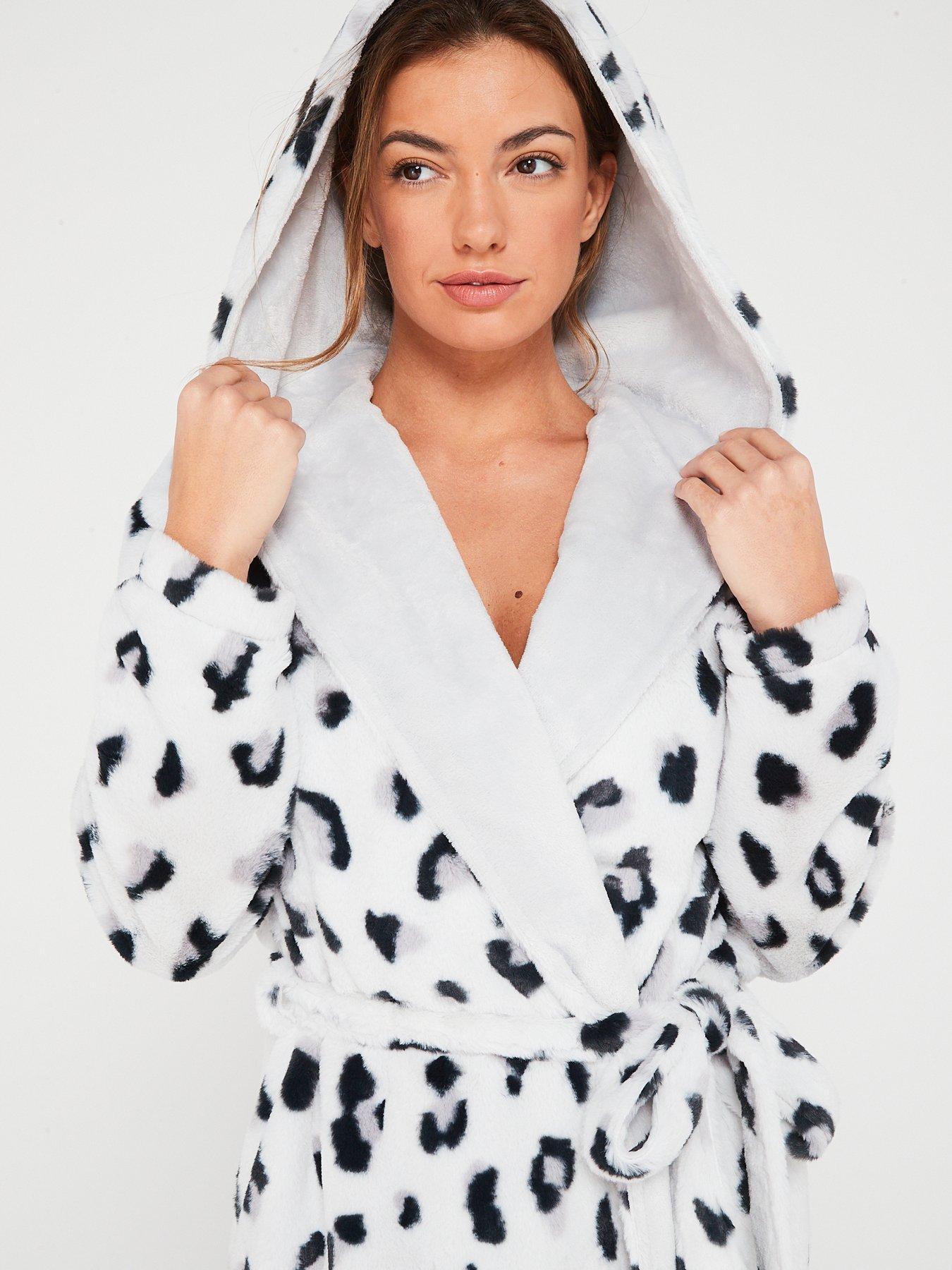 V by Very Long Length Animal Print Hooded Robe Very.co.uk