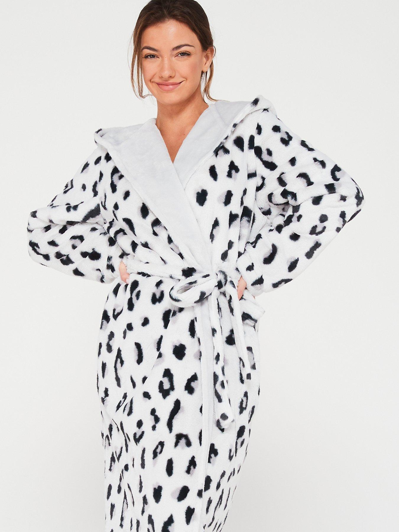 V by Very Long Length Animal Print Hooded Robe Very.co.uk