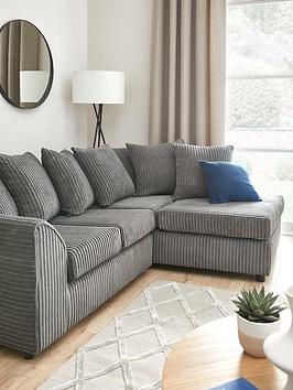 Product photograph of Very Home Leon Jumbo Cord Right Hand Corner Chaise Sofa - Grey from very.co.uk