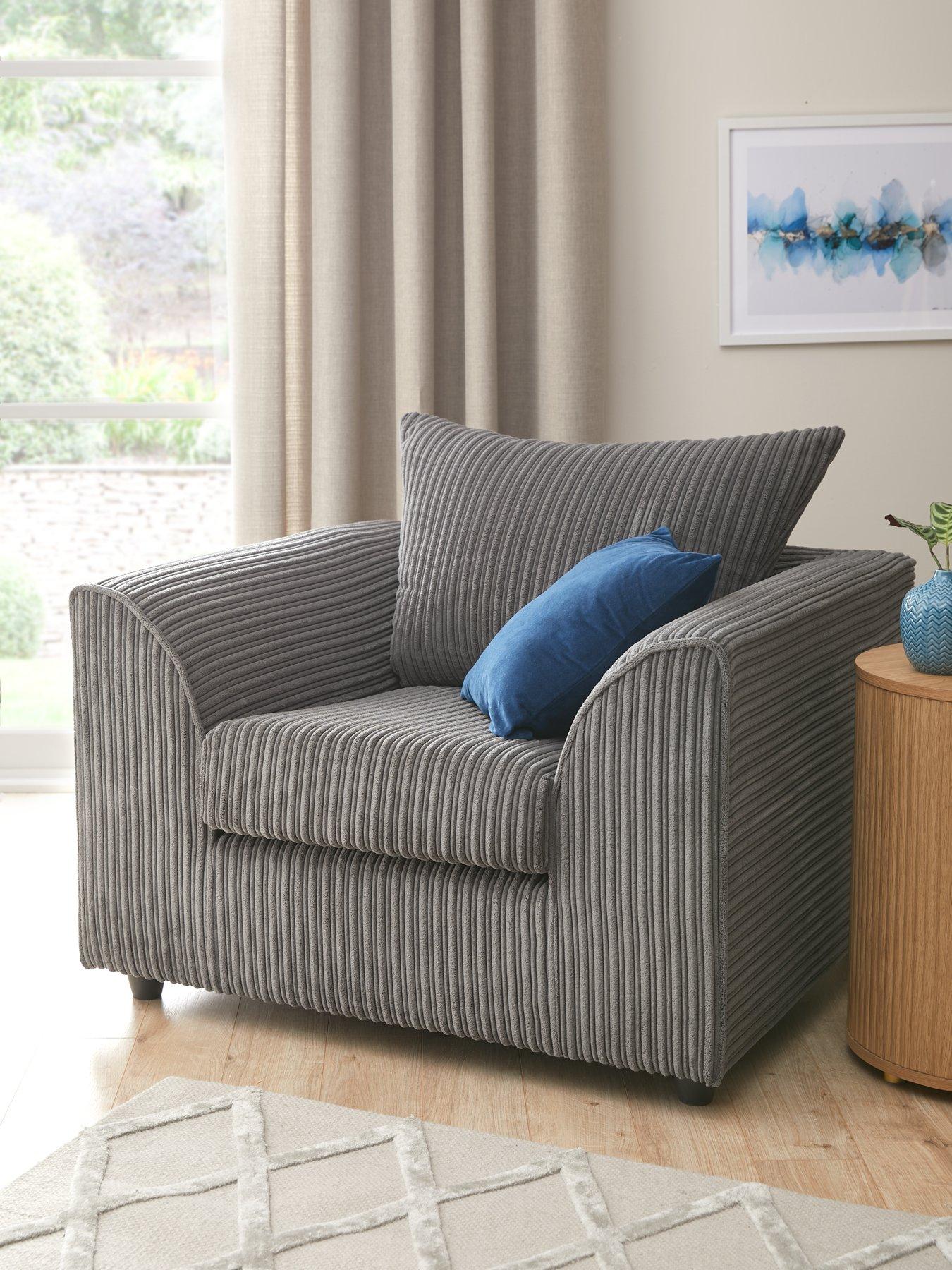 Very Home Leon Jumbo Cord Armchair Grey very.co.uk