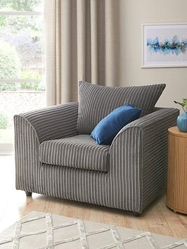 Product photograph of Very Home Leon Jumbo Cord Armchair - Grey from very.co.uk