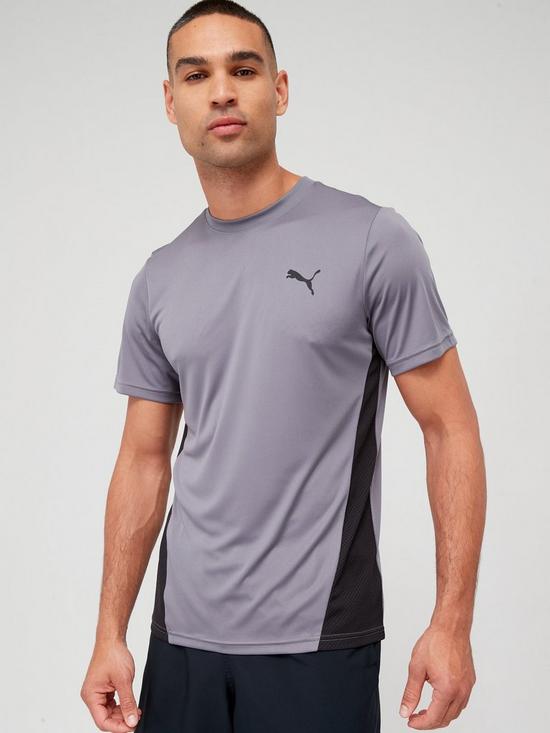 front image of puma-mens-train-all-day-t-shirt-grey