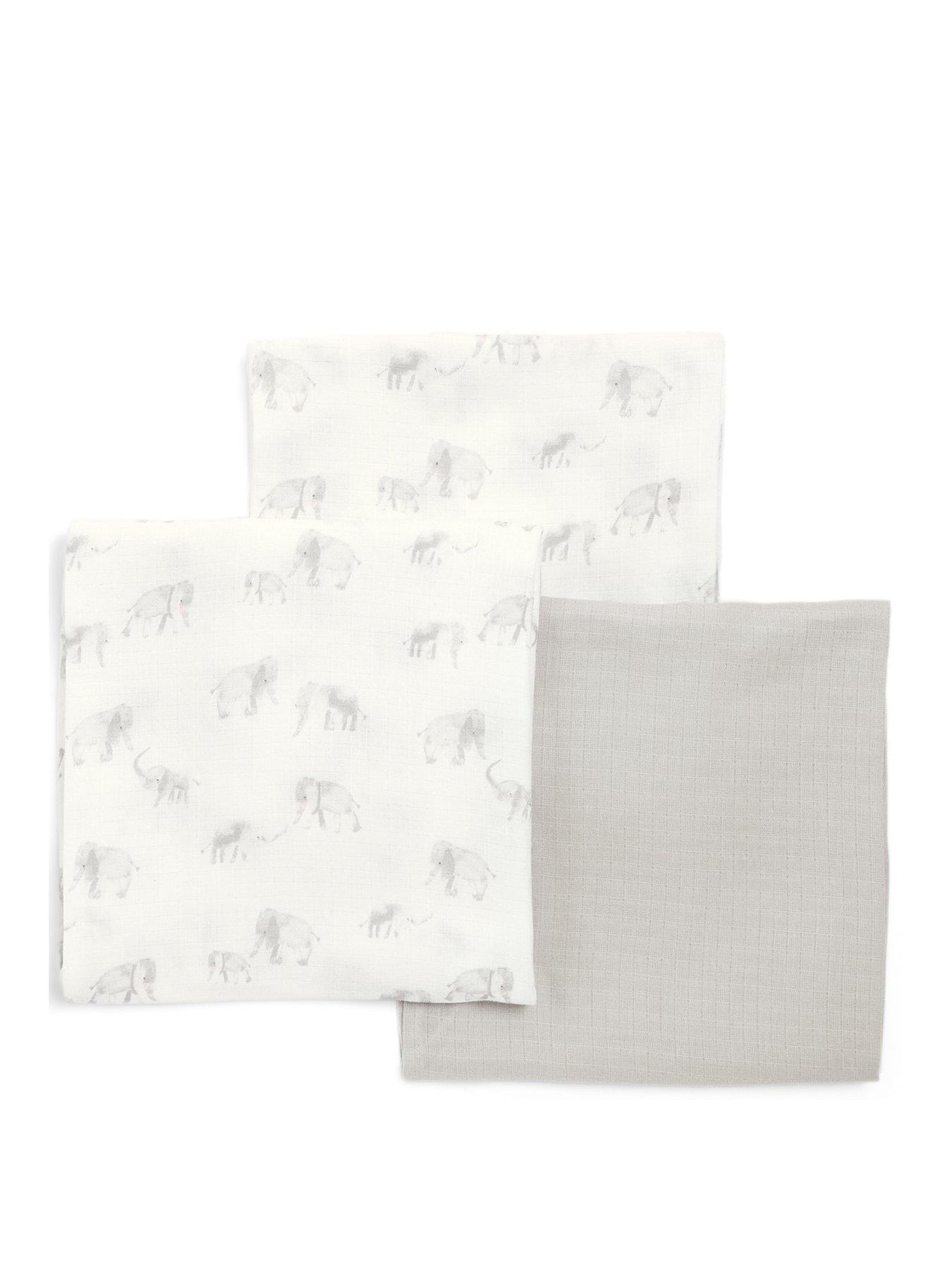 Mamas Papas Large Elephant Muslin Squares 3 Pack Very