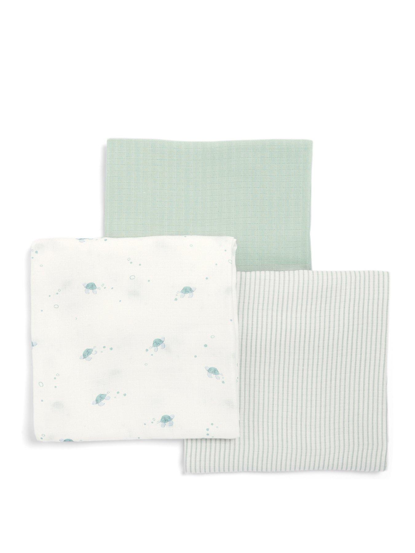 Mamas Papas Large Turtle Muslin Squares 3 Pack very