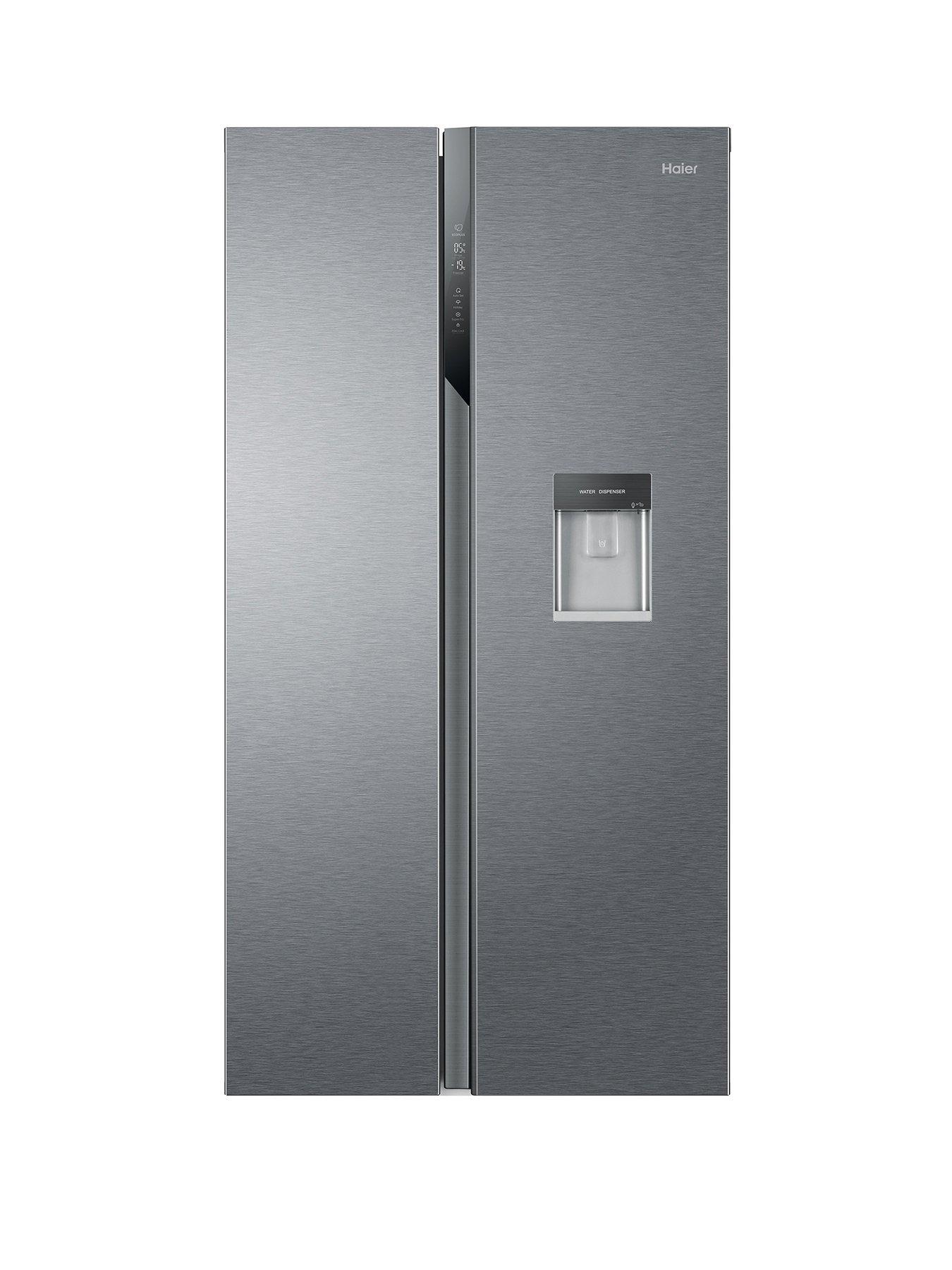 Product photograph of Haier Hsr3918enpg Total No Frost American Fridge Freezer Non-plumbed E Rated - Silver from very.co.uk