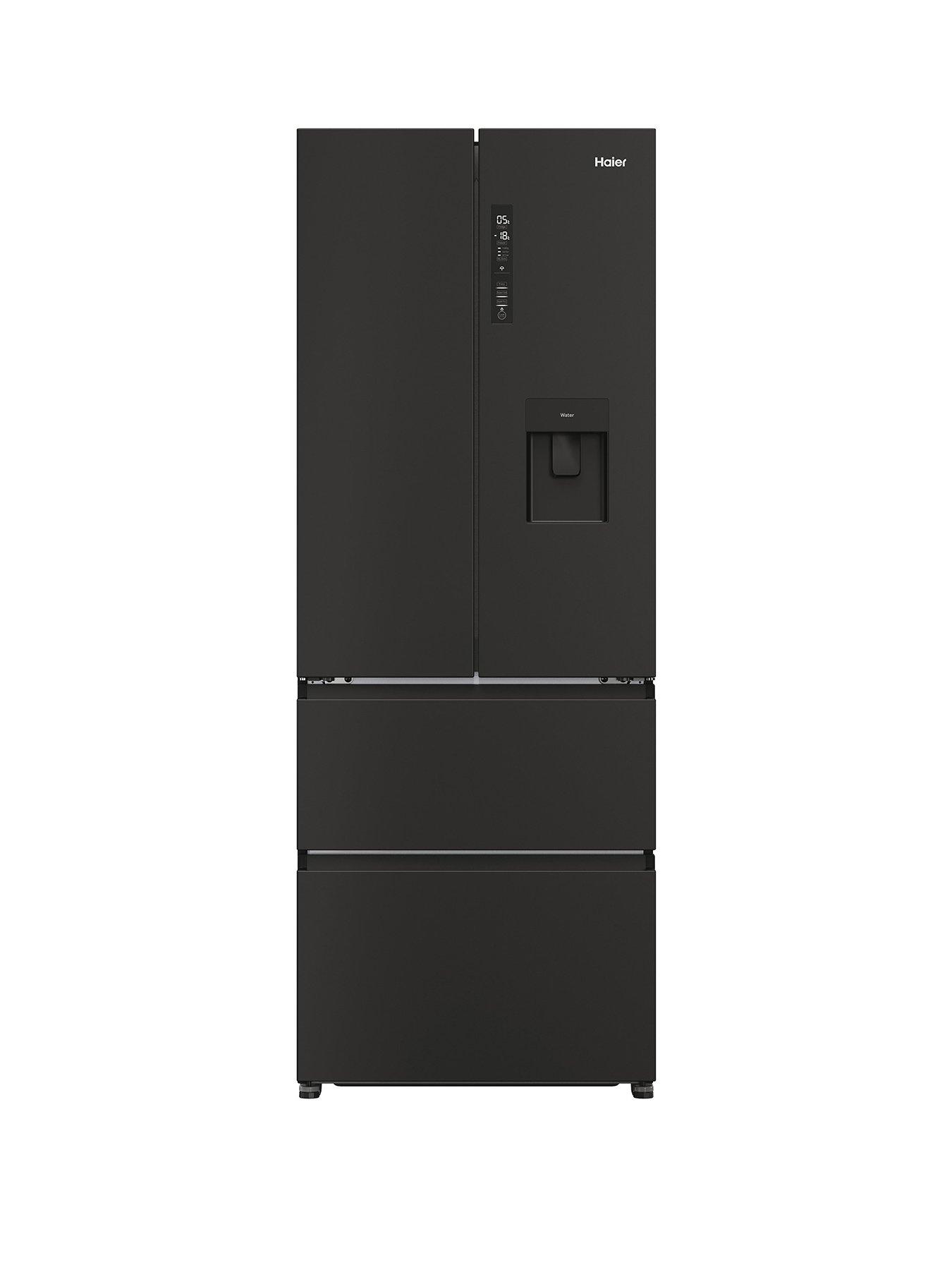 undefined HFR5719EWPB Non-Plumbed Total No Frost American Fridge Freezer with Water Dispenser, E Rated - Slate Black